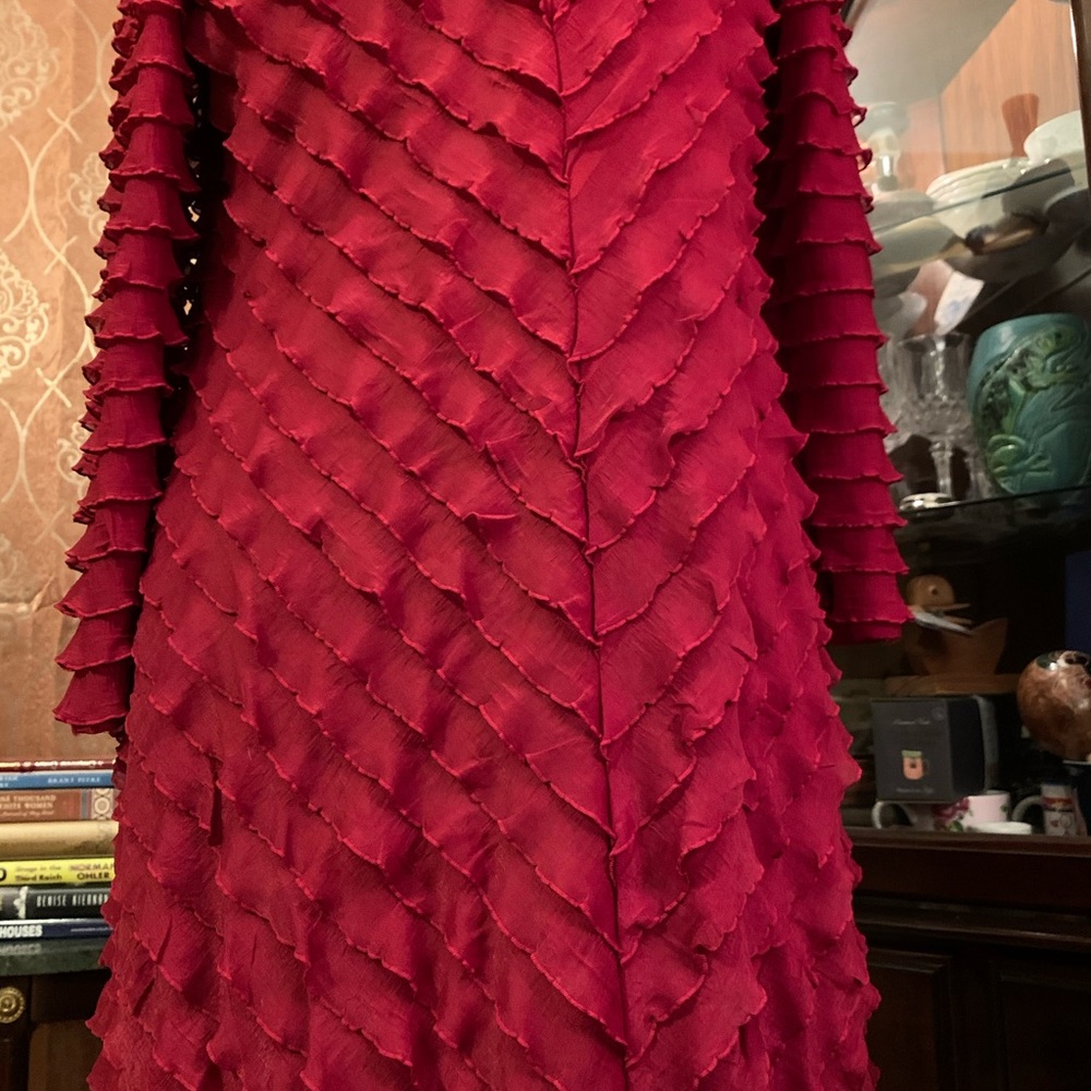 Elegant Red Ruffled Dress - Picture 5 of 8